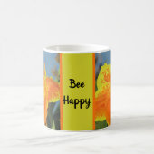 Mug Soyez heureux Joyeux Lily Photo Bee Pun Orange Fle (Centre)