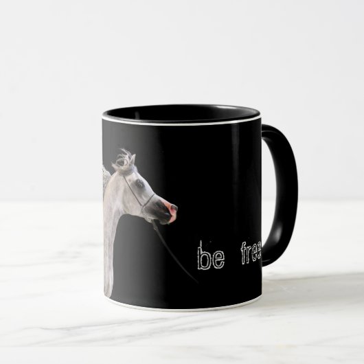 Mug soyez libre. collection de cheval. gris Arabe (Devant droit)