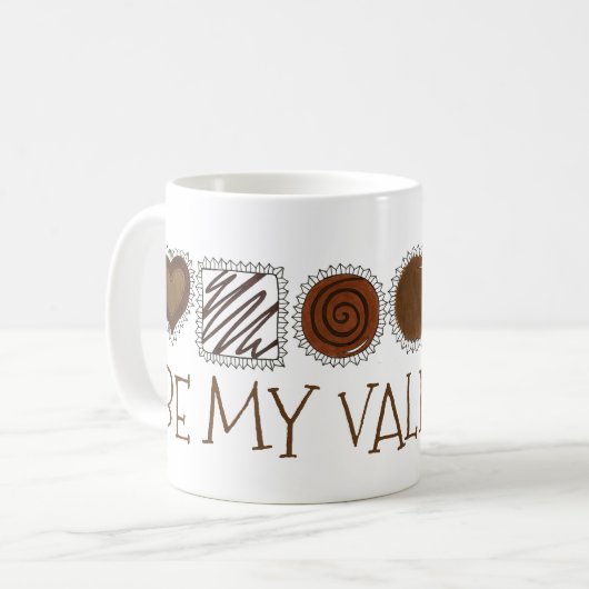 Mug Soyez ma Saint Valentin Boîte de chocolats Bonbons (Devant gauche)