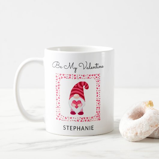 Mug Soyez ma Saint Valentin mignonne Gnome avec coeur  (Avec donut)