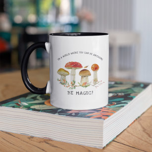 Mug Soyez magique   Illustrations de champignons aquar