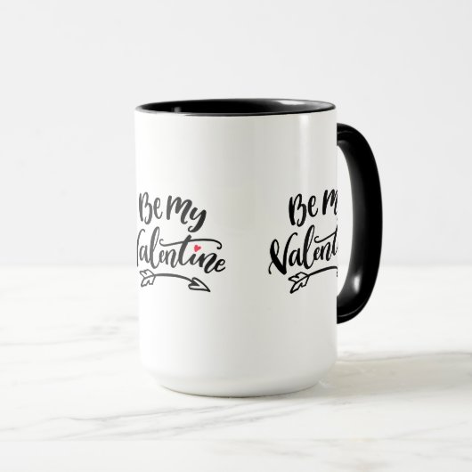 Mug Soyez Mes Valentines Mains Écrite Typographie Desi (Devant droit)