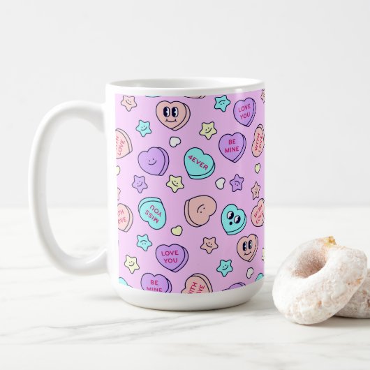 Mug Soyez Mine Pastel Coeur et Star Lavender (Avec donut)