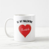 Mug Soyez mon Valentin Nom Personnalisé Cœur (Gauche)
