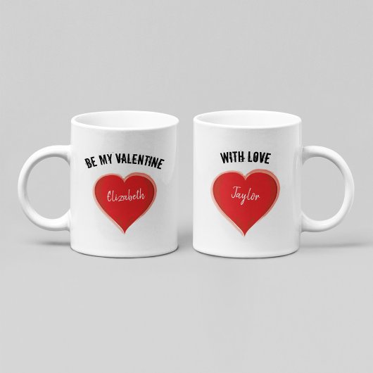 Mug Soyez mon Valentin Nom Personnalisé Cœur