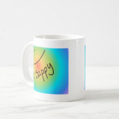 Mug "Soyez" visage coloré heureux, manuscrit (Devant gauche)
