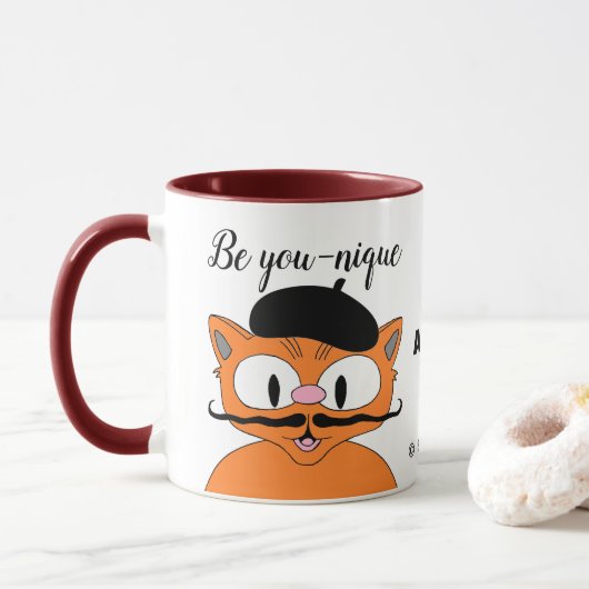 Mug Soyez Vous-même Chat à Moustache de Dessin Animé P (Avec donut)