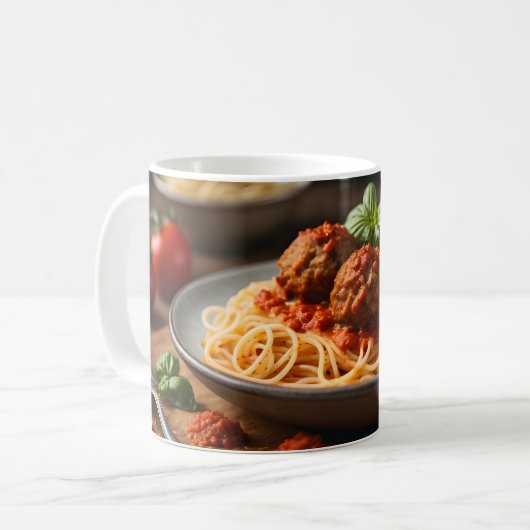 Mug Spaghetti et boulettes de viande dans l'assiette (Devant gauche)