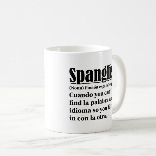 Mug Spanglish Funny Définition Espagnol Anglais (Devant droit)