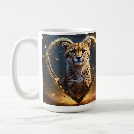 Mug Sparkly Gold Cheetah Love, (Gauche)