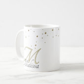 Mug ✨ Sparkly Gold Parties scintillant Nom et monogram (Devant gauche)