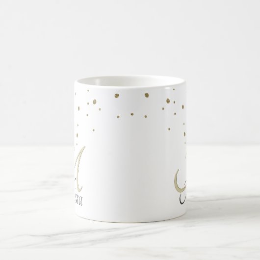 Mug ✨ Sparkly Gold Parties scintillant Nom et monogram (Centre)