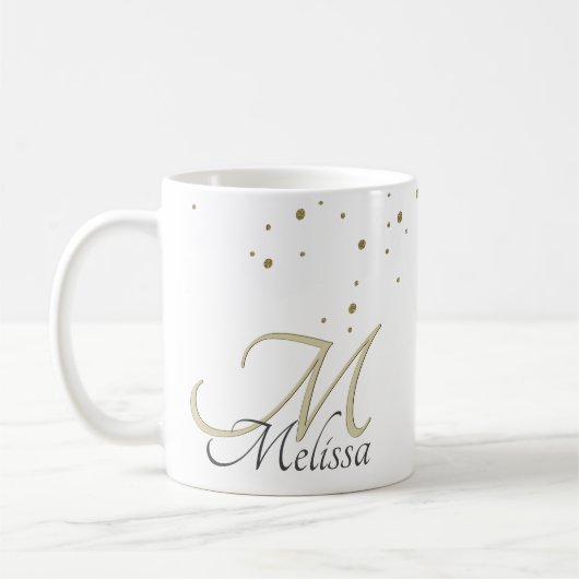 Mug ✨ Sparkly Gold Parties scintillant Nom et monogram (Gauche)