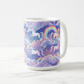 Mug Sparkly rainbow and unicorns on clouds (Devant droit)