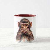 Mug Speak No Evil Monkey Watercolor Art (Centre)