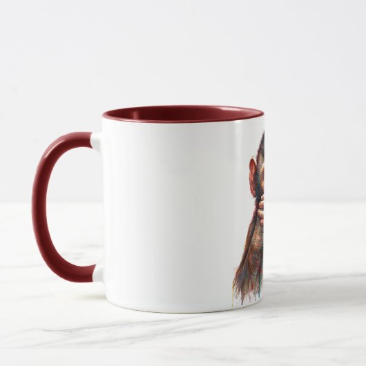 Mug Speak No Evil Monkey Watercolor Art (Gauche)