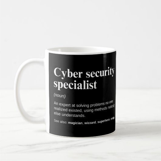 Mug Spécialiste de la cybersécurité Définition amusant (Gauche)