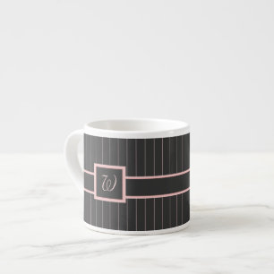 Mug Spécialité Noir avec Rayures Roses