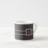 Mug Spécialité Noir avec Rayures Roses (Devant droit)