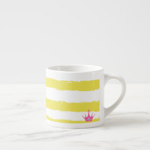 Mug Spécialité rayures jaunes et couronne rose