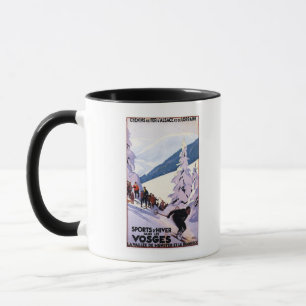 Mug Spectateurs observant l'affiche de skieur