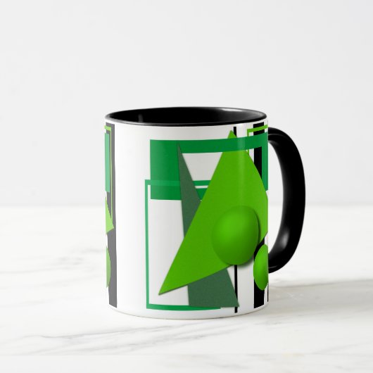 Mug sphère circulaire de formes géométriques vertes né (Devant droit)