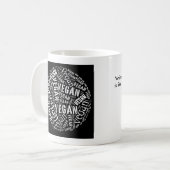 Mug Sphère "végétalienne" et citation de Mot-Nuage (Devant gauche)