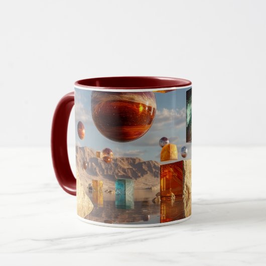 Mug Sphères et cubes flottants surréalistes (Devant gauche)