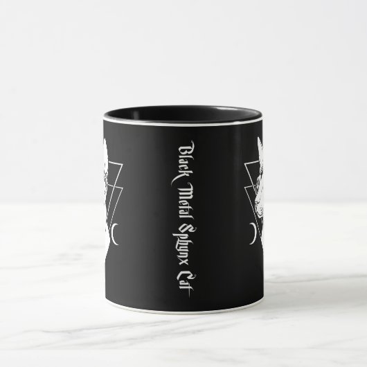 Mug Sphynx en métal noir Chat Goth and Death Metal (Centre)