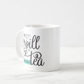 Mug Spill Tea tendance Typographie noir Turquoise  (Devant gauche)