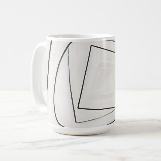 Mug Spirale Carrée Abstraite Noir Blanc (Devant gauche)
