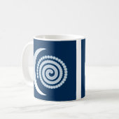 Mug Spirale de lune d'argent sur bleu foncé (Devant gauche)