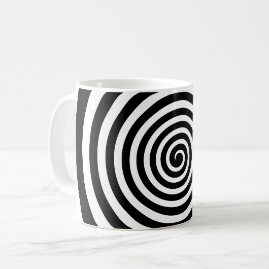 Mug Spirale hypnotique noire et blanche (Devant gauche)