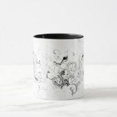 Mug Spirales abstraites grises noires chrome blanc (Centre)
