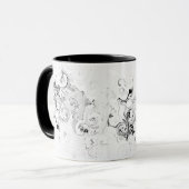 Mug Spirales abstraites grises noires chrome blanc (Devant gauche)