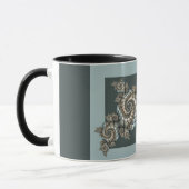 Mug Spirales d'art fractal beige abstrait bleu clair (Gauche)