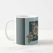 Mug Spirales d'art fractal beige abstrait bleu clair (Gauche)
