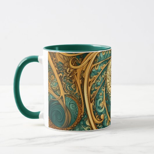 Mug Spirales en vert et or (Gauche)