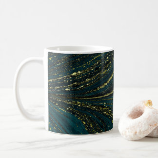 Mug Spires de sarcelle et d'or Abstraites Luxueuses Mo