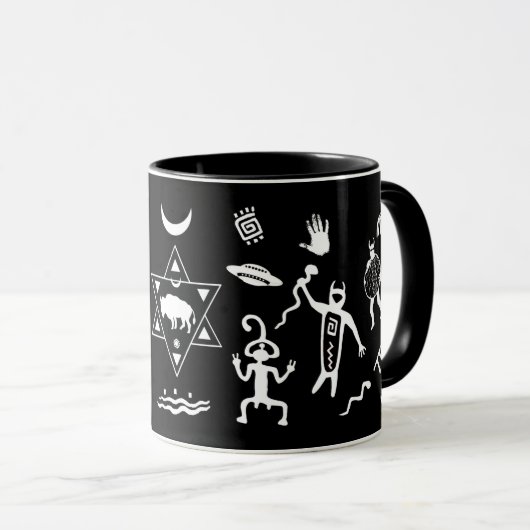 Mug Spiritueux tribaux de Buffalo blanc - noir (Devant droit)