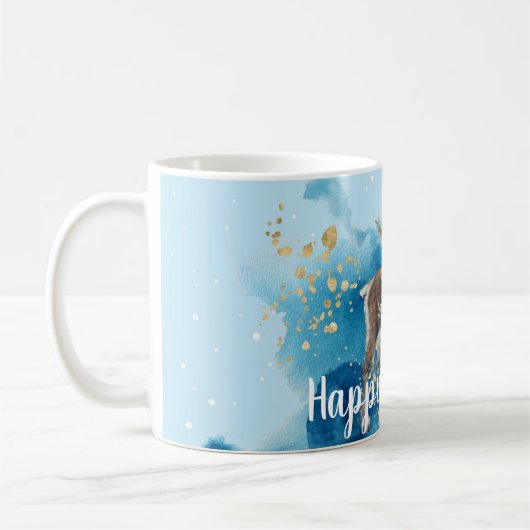 Mug Splash bleu renne de Noël (Gauche)