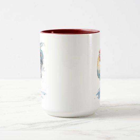 Mug Splash de coq - Aquarelle (Centre)