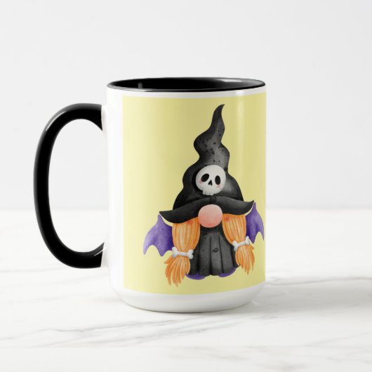 Mug Spooky Black Halloween Witch Gnome With Skull (Gauche)