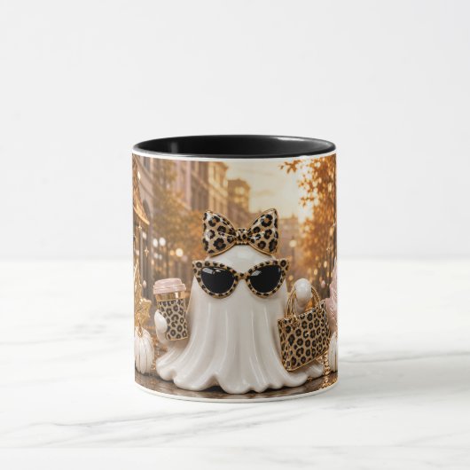 Mug Spooky Chic Ghost Mug, Leopard Print Halloween (Centre)
