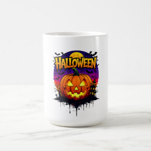 Mug Spooky Halloween Pumpkin Design with Moonlit Sky a