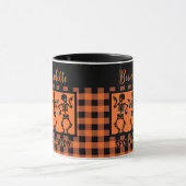Mug Spooky Season Skeleton Trio Orange & Black Plaid  (Centre)