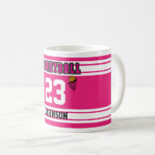 Mug Sport de basket-ball rose et blanc chaud (Devant droit)