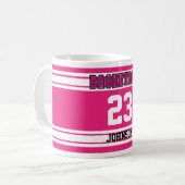 Mug Sport de basket-ball rose et blanc chaud (Devant gauche)