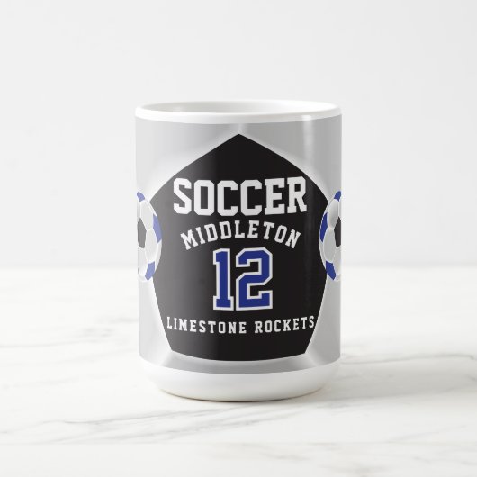 Mug Sport de football ⚽ bleu, noir et blanc (Centre)