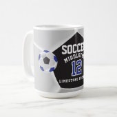 Mug Sport de football ⚽ bleu, noir et blanc (Devant gauche)